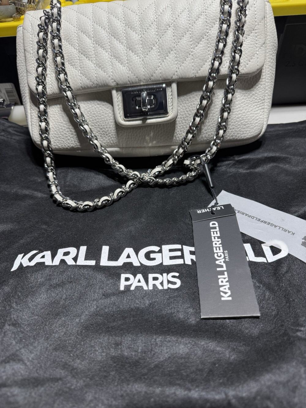 Karl Lagerfeld Paris Agyness Leather Shoulder Bag - White NWT & Dustbag 🔥